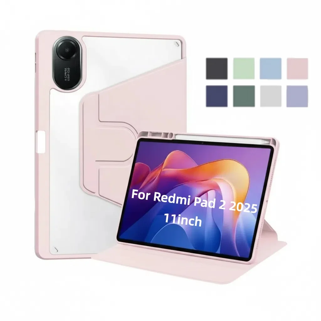 

Case For Redmi Pad 2 11inch 360° Rotation with Pen Holder Tablet Cover Funda For Xiaomi Redmi Pad 2 2025 Case Auto Wake Sleep