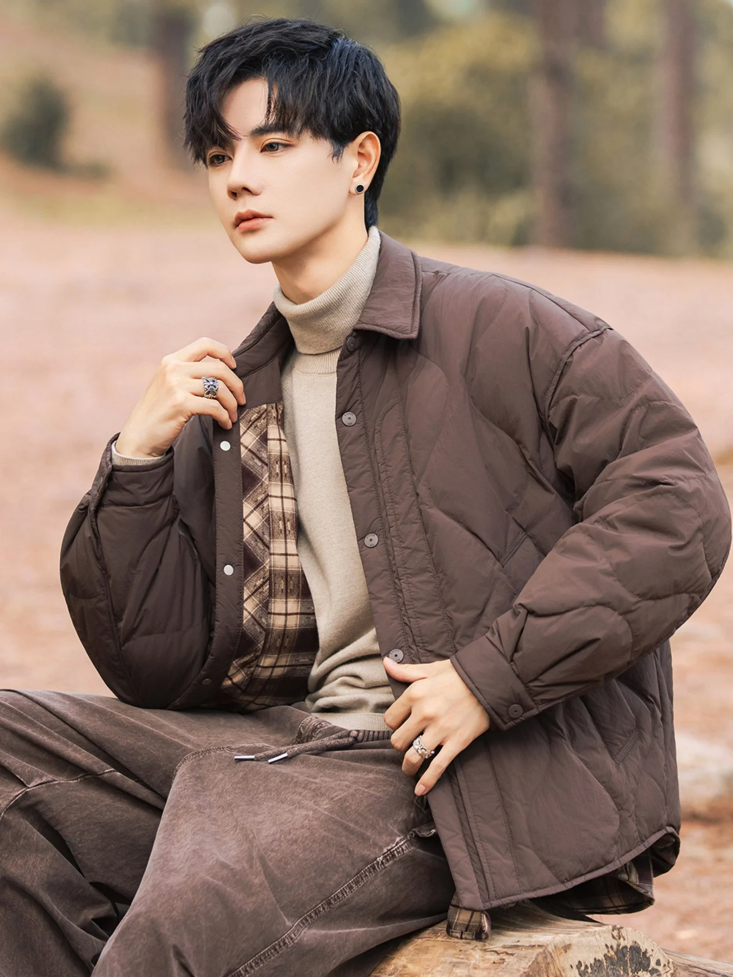 

Men's Lightweight Padded Jaet Themed Wave Splicing Thiened Warm Stand Collar Outerwear Faionable Urban Sle Polyester ...