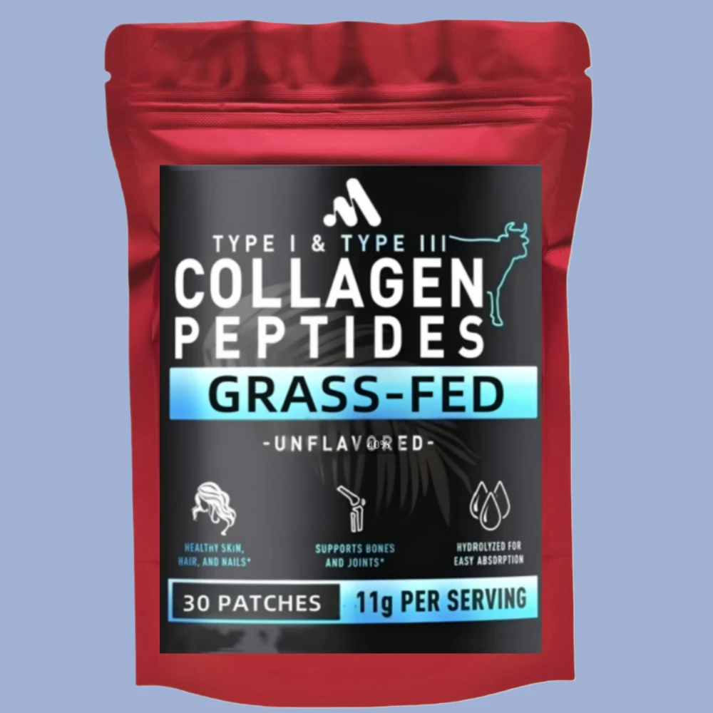 30 Patches Pure Collagen Peptides Types I, II, III, V, X 5,000mcg Patch Anti-Aging Skin Transdermal Patches
