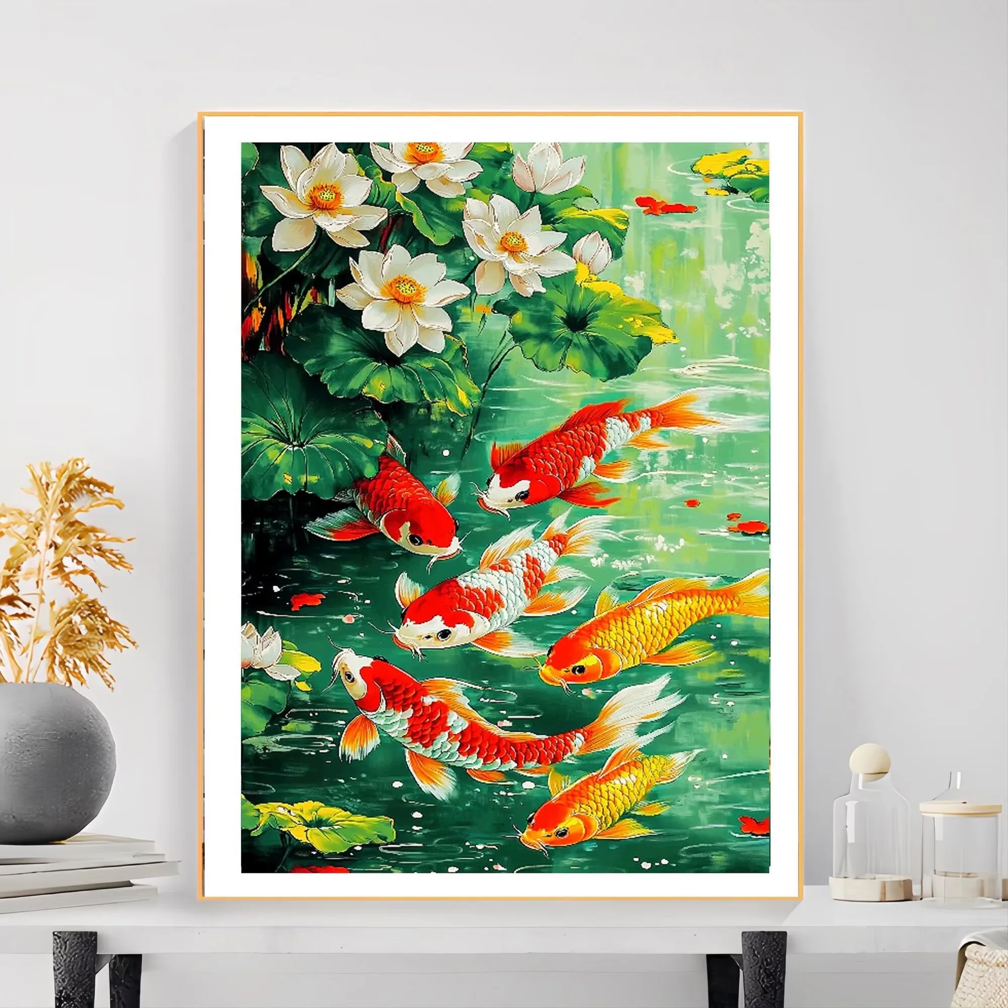 Fishes 9CT 11CT Embroidery DIY Chinese Style Printed Kits Cross Stitch Thread Needlework Sets Home Decor Crafts