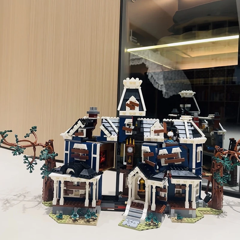 2593 Teile Raumdekoration Architekturmodell Ziegelstein Blaues Haus Konstruktionsbaukasten für Erwachsene Geburtstags- und Weihnachtsgeschenke