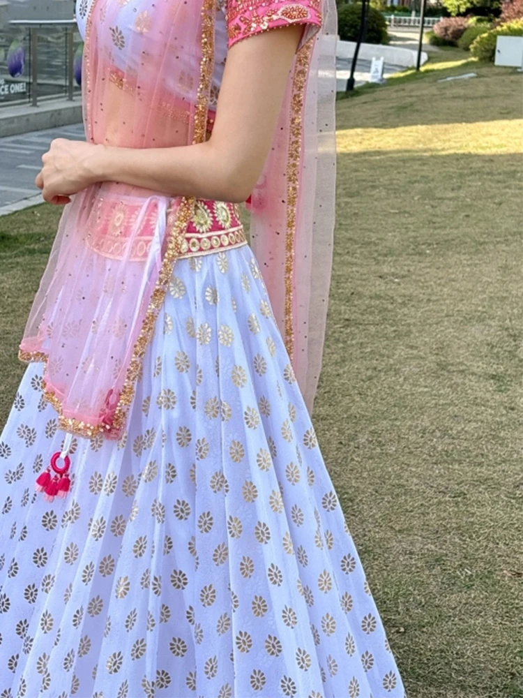 2025 trajes de dança indiana feminino topo grande balanço dança do ventre bollywood dança palco desempenho roupas festival dql10762l