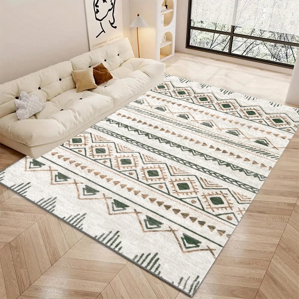 Boho Ethnic Geometric Vertical Stripe Area Rug Vintage Tribal Non‑Slip Carpet for Living Room Bedroom Home Decoration