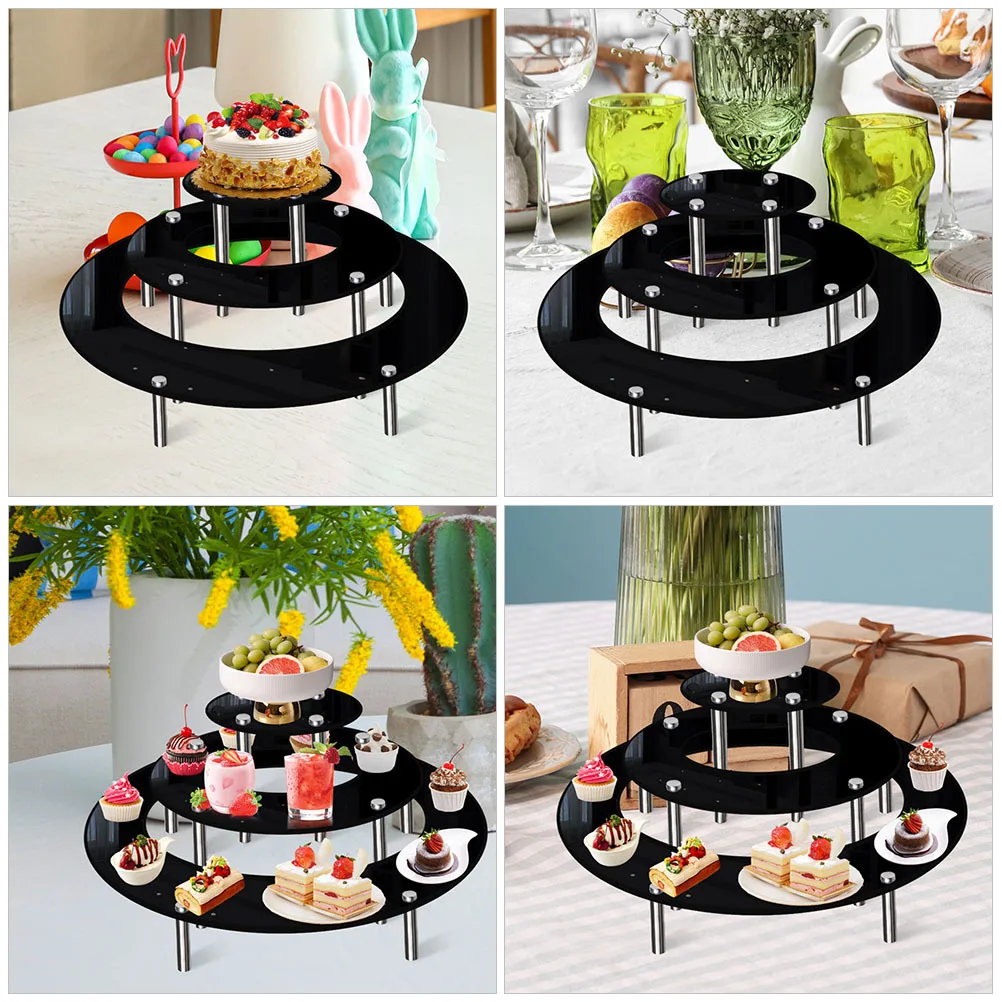 

3Pcs Acrylic Cupcake Display Stand Multi-Level Dessert Riser Sturdy Metal Base Party Cake Holder for Birthday Christmas Events