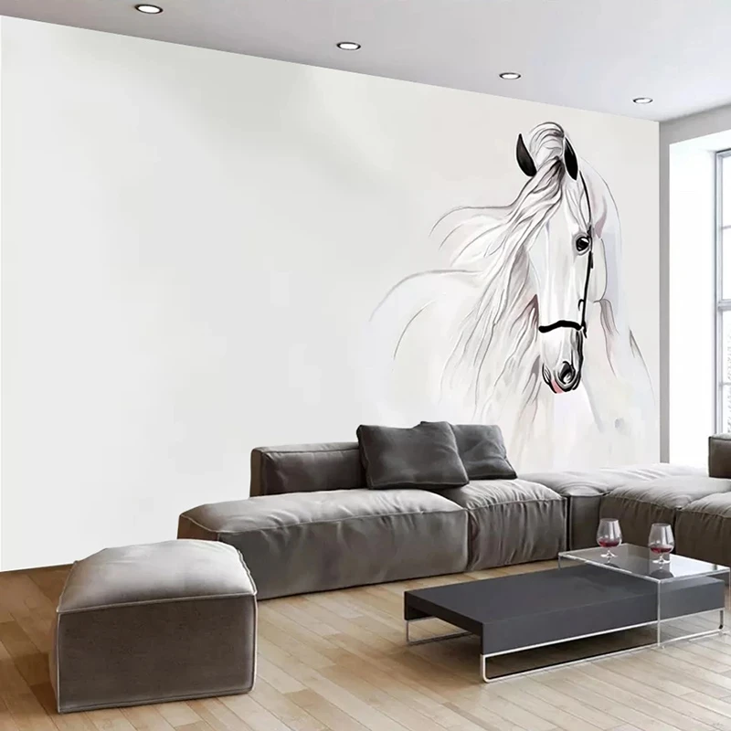 Custom Mural Wallpaper Bedroom 3D Hand Painted White Horse Abstract Art Living room sofa TV background restaurant study Hotel 8d