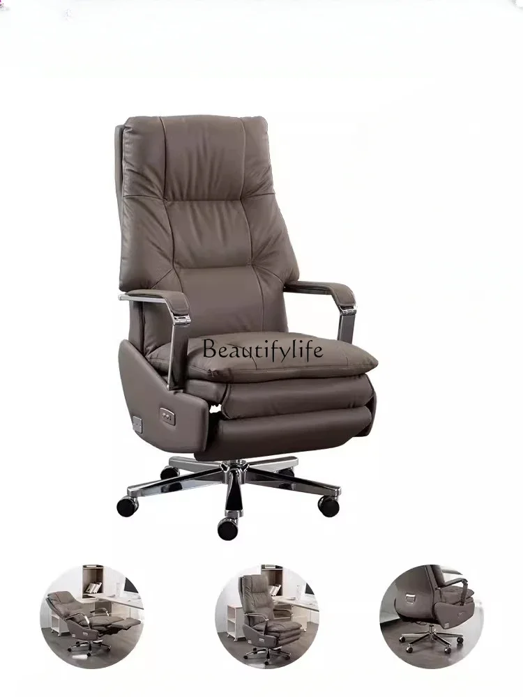 X4 Genuine Leather Reclining Comfortable Sitting Executive Chair Lifting Computer Chair