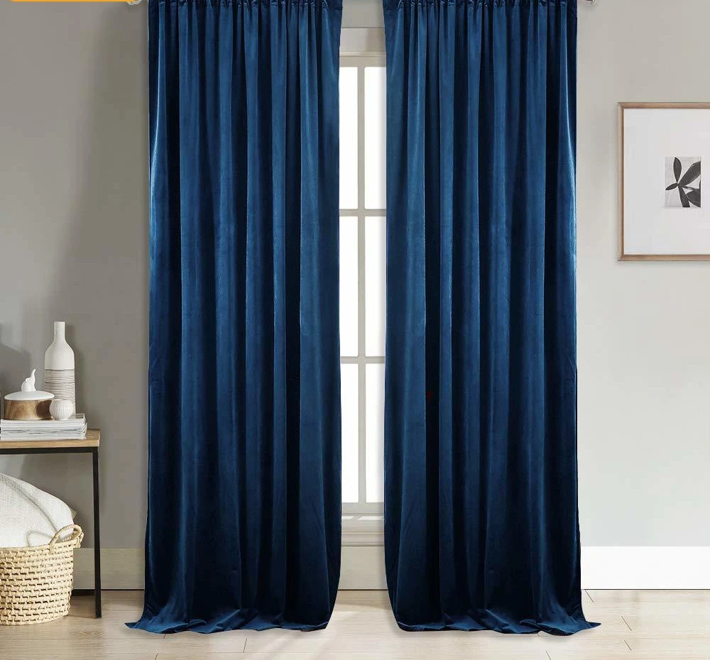 Modern Solid Velvet Blackout Curtains Custom Size Soft Comfortable Blinds Window Curtain for Living Room Bedroom dining room