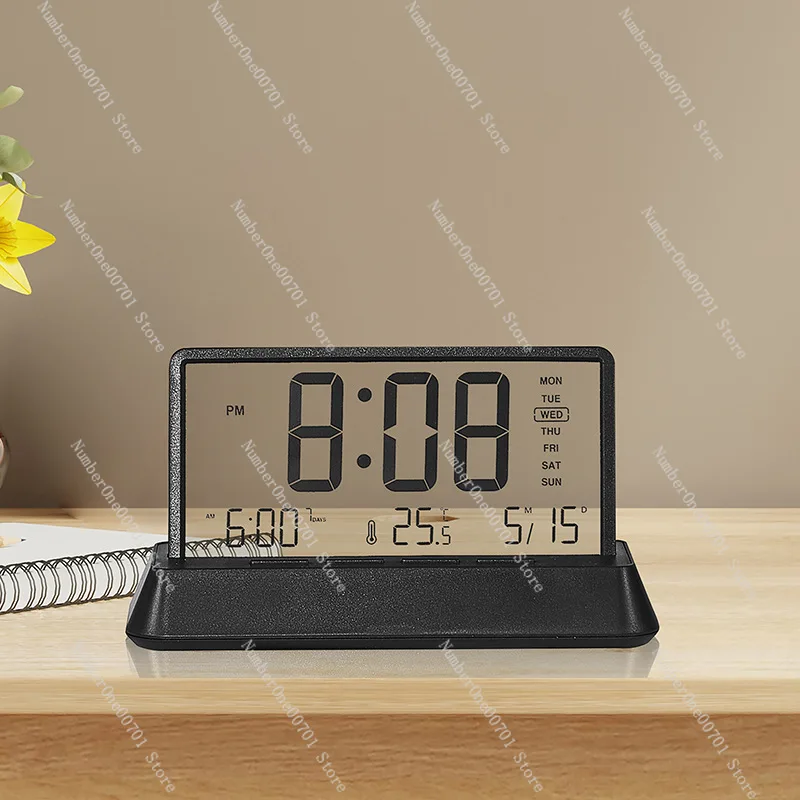 Simple electronic clock Desktop transparent alarm clock with temperature and humidity calendar Multifunctional desktop clock