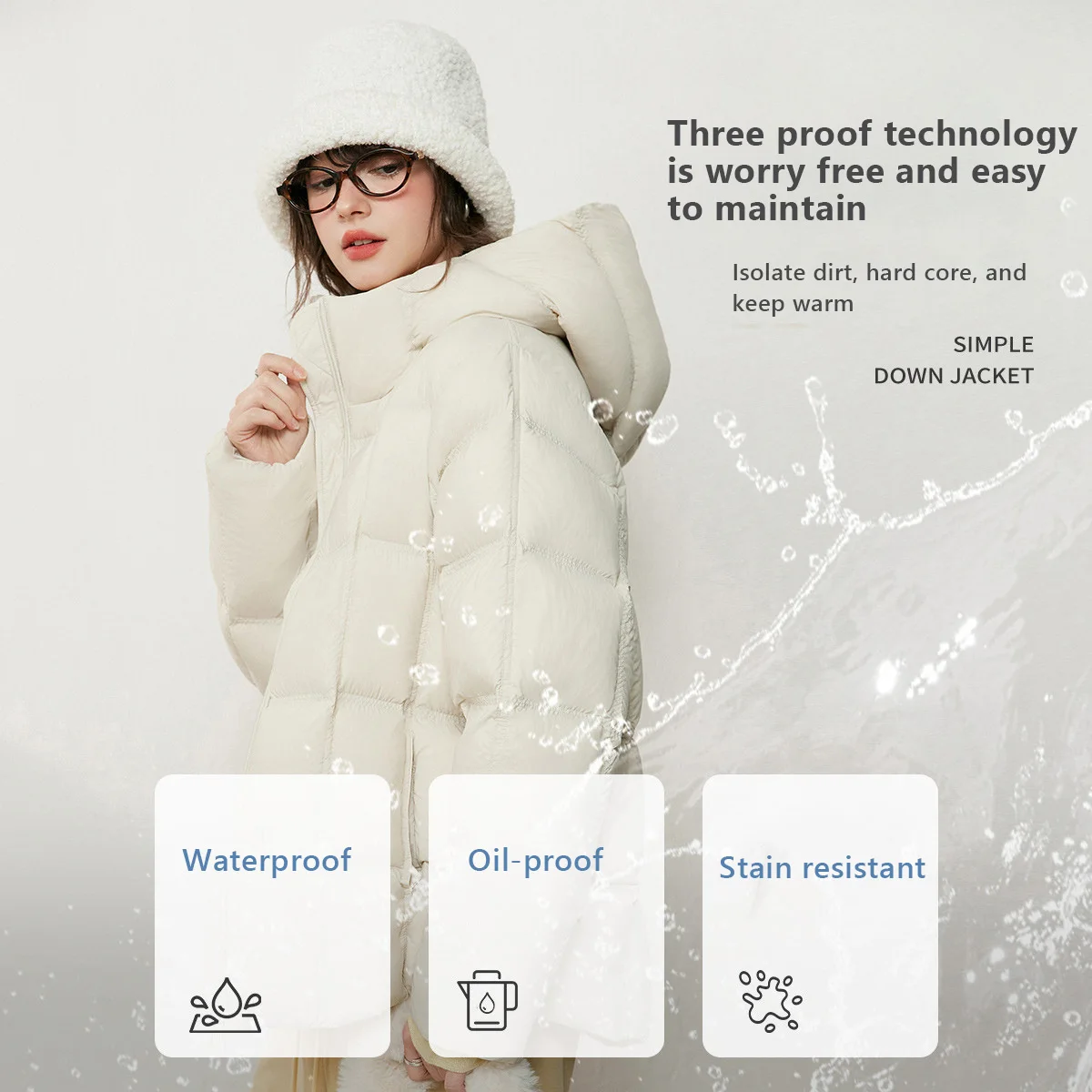 LOUISYAO 90% Duck Down Three Proof Jacket Women 2025 Winter Minimalist Hooded Thickened Premium Warm Outerwear Coat