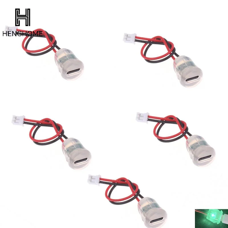 1/3/5Pcs Type C Female Socket Jack Connectors Waterproof 2 Wire Pigtail Cable With LED Lights 3A 5V Fast Charger Power Port