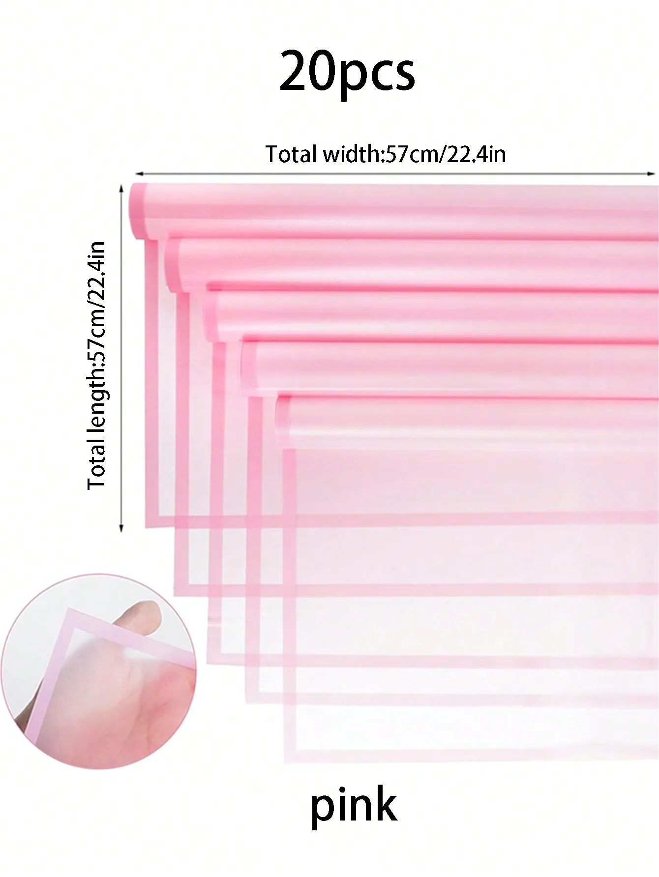 20pcs translucent flower wrapping paper,solid color matte bouquet black edge flower wrapping paper,waterproof flower gift wrappi