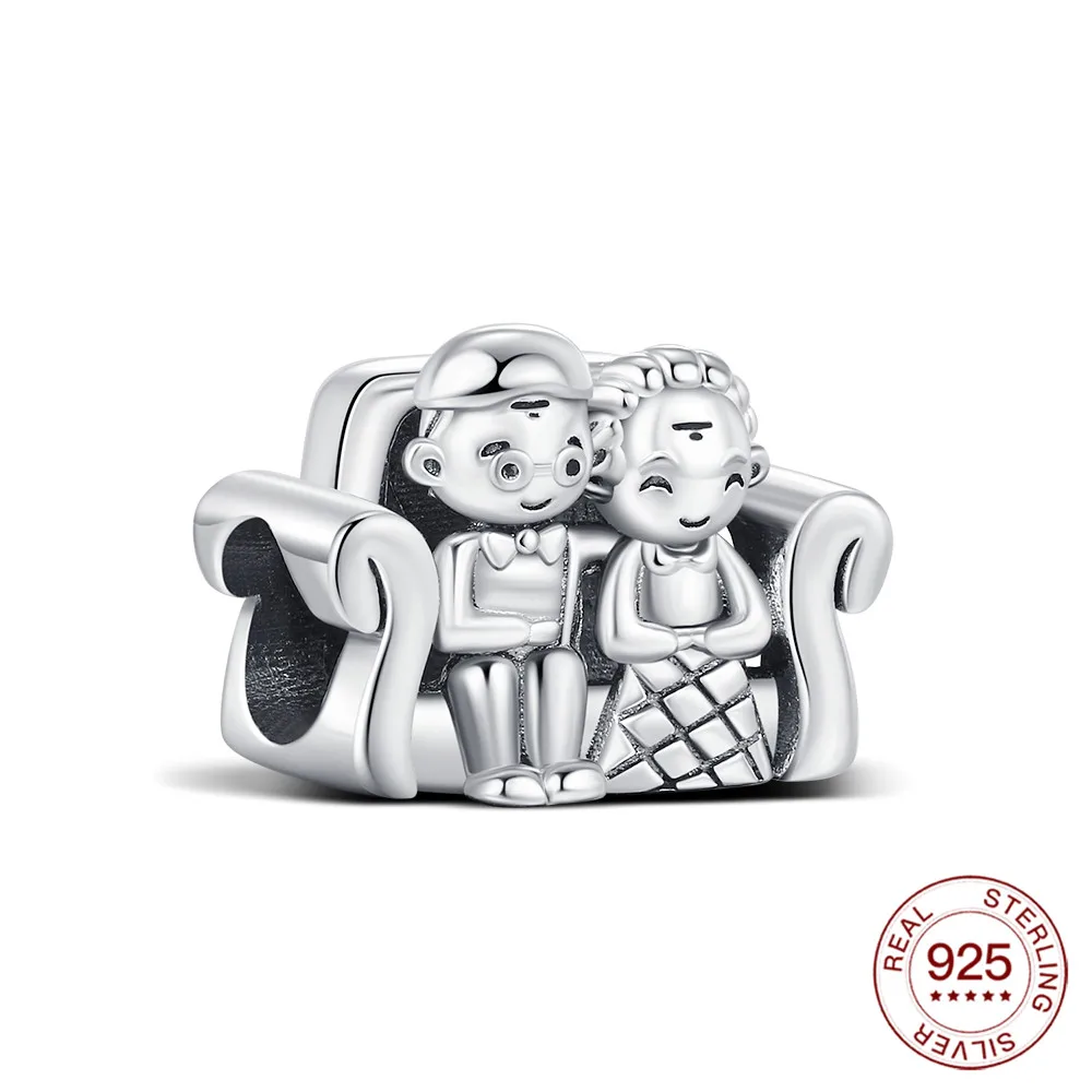 

925 Sterling Silver Anniversary Couple Beads Charms Jewelry Making For Fashion Bracelet Wedding Anniversary Jewelry DIY Gifts