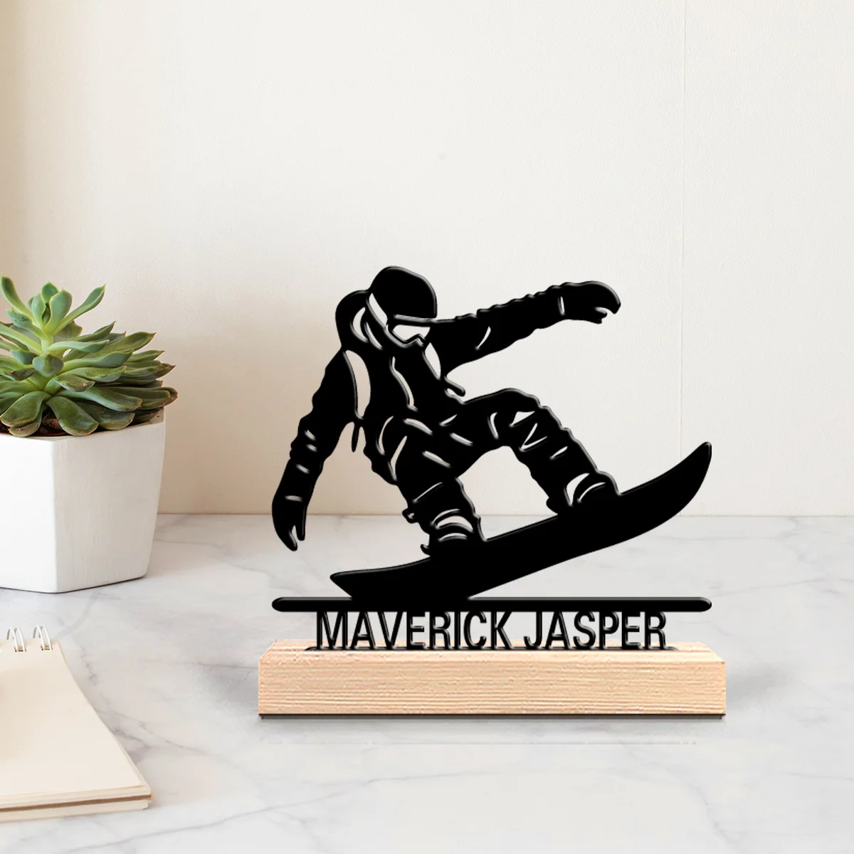 1 Pieza, Nuevo Diseño, Estatuas Metálicas Personalizadas de Snowboard, Decoración de Jardín Estilo Rústico con Detalles en Madera, Perfecta para Patio