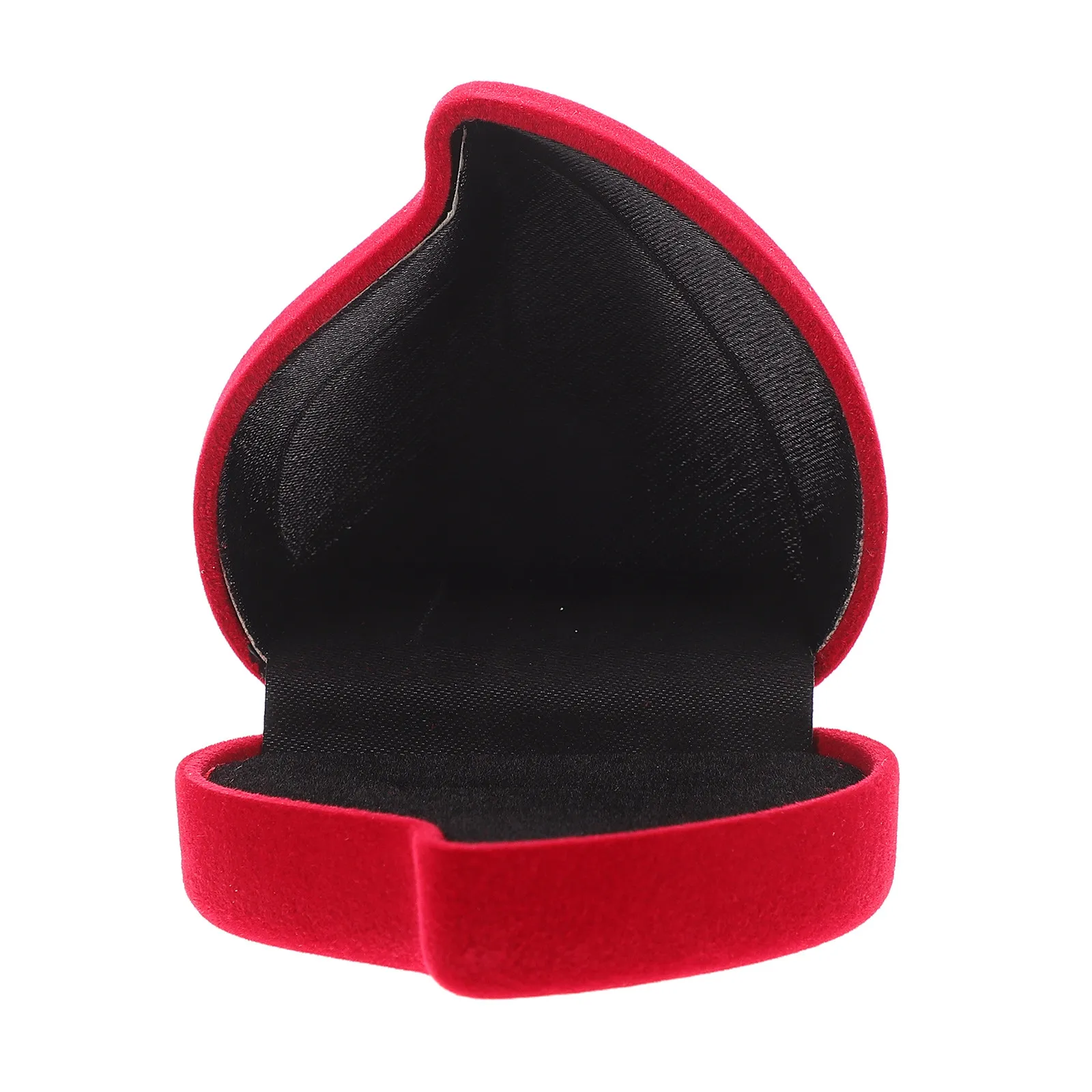 Red Heart Shaped Jewelry Box Compact Ring Organizer for Proposal Engagement Wedding Valentine Decoration Travel Storage Display