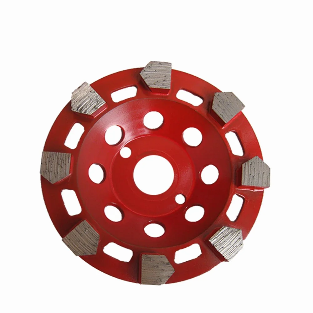 Disco abrasivo diamantato da 9 pezzi con segmenti a forma di proiettile e barre abrasive pentagono per pavimenti in cemento - Foro 22,23 mm