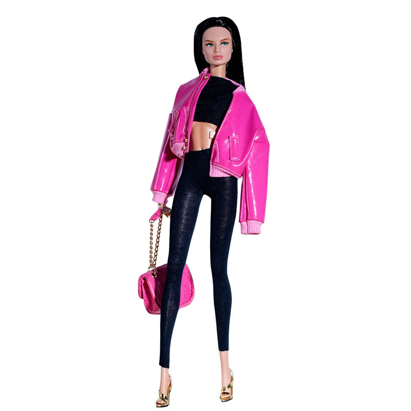32 cm Supermodel Puppenkleidung Anzug Europäische Mode rosa Lederrock Zubehör Set Prinzessin Kleid DIY Spielzeug Sammler Geschenke