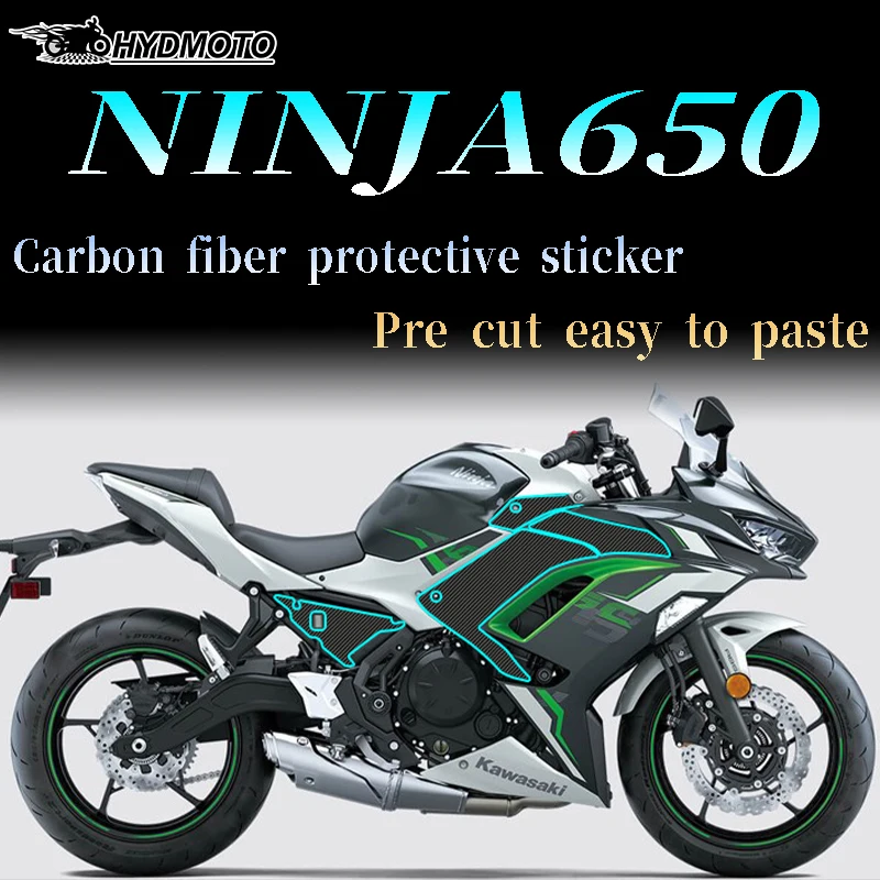 Motorcycle Stickers For kawasaki NINJA 650 2022 Carbon Fairing Sticker ccessories carbon fiber Protector Sticker Retrofitting