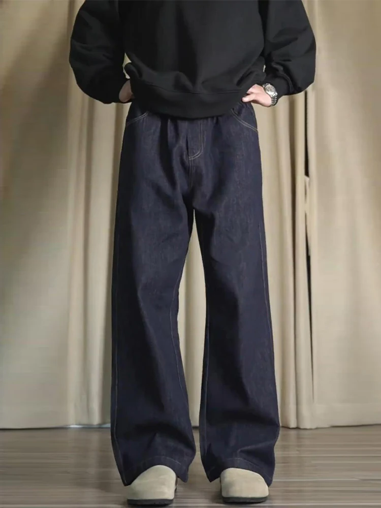 

Мужские джинсы Deep Blue Denim, прямые, широкие, с легким расклешением, в американском ретро-стиле, повседневные, летние