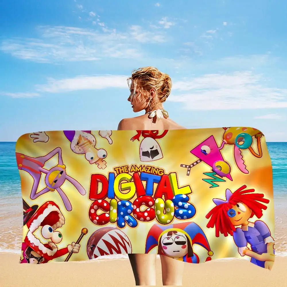 Cartoon T-The A-Amazing D-Digital C-Circus Microfiber Blanket Quick Drying Beach Towels Oversized Printing Super Absorbent Towel