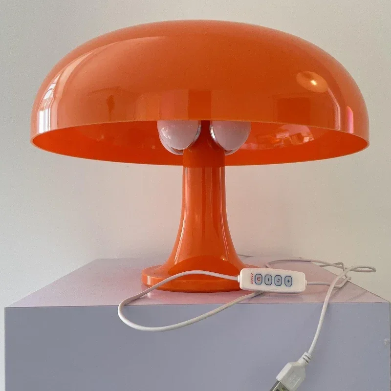 Modern Simple LED Orange White Mushroom Table Lamp International Designer Bedroom Bedside Atmosphere Decoration Table Lamp