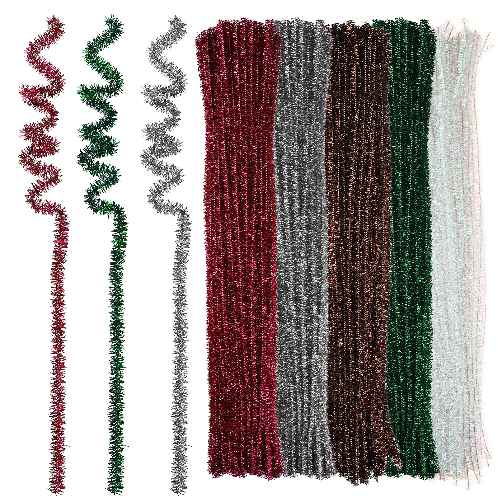 

500Pcs Tinsel Pipe Cleaners Bendable Twisted Wire Flexible Sticks Metallic Cord for Crafts DIY Decorations Bulk Pack