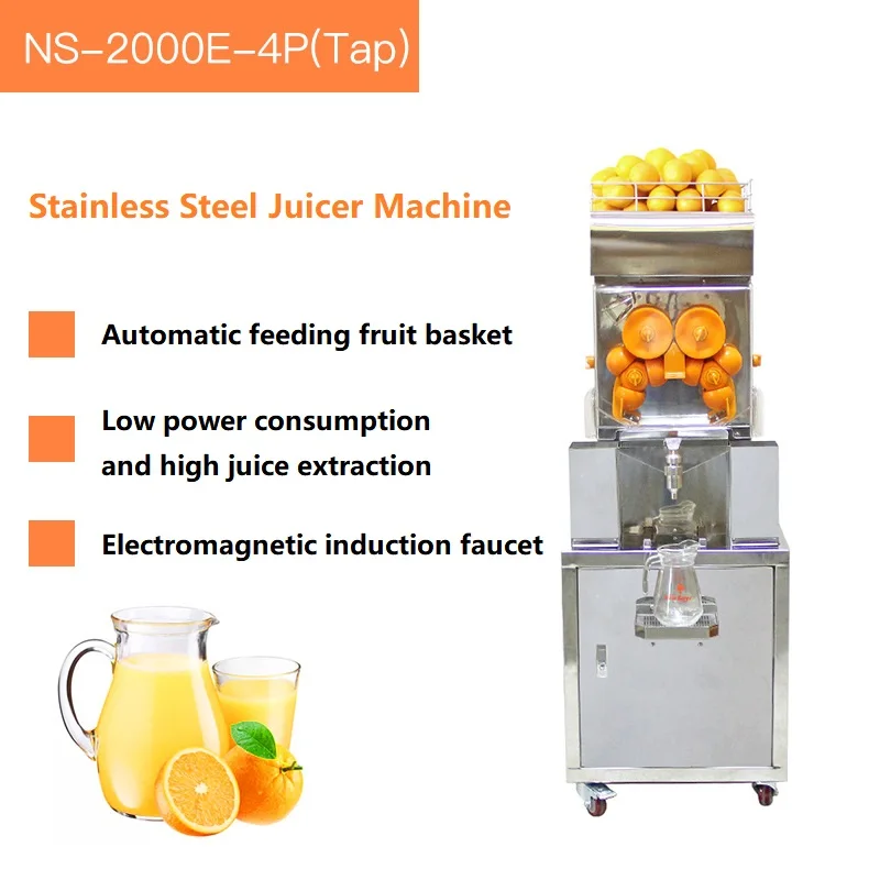 Mvckyi Commercial Orange Juicer Machines with Faucet Auto Slow Masticating Juice Extractor with Stainless Steel Filter Box