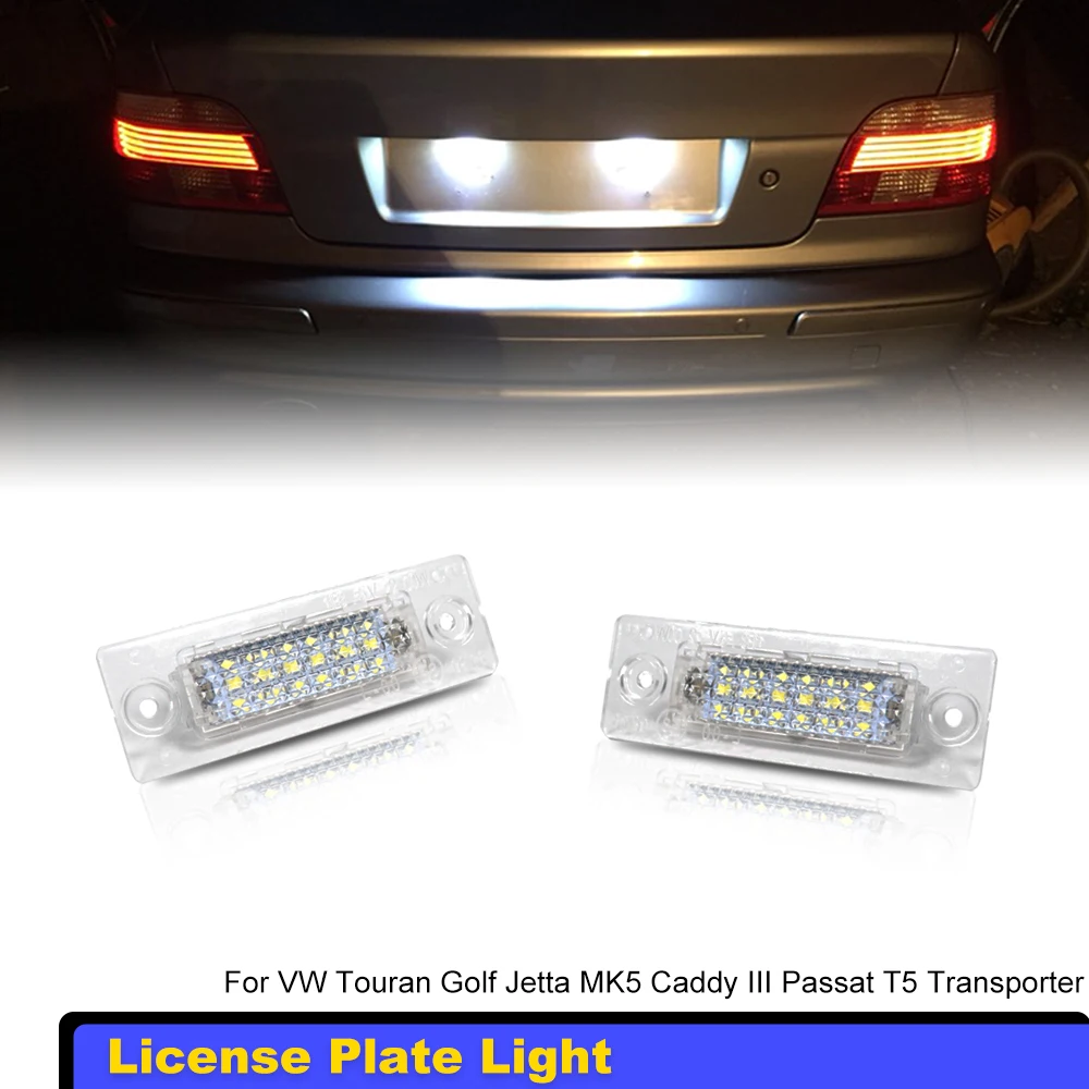 

2pcs White LED Car License Number Plate Lights Lamp For VW Transporter T5 Multivan Jetta Passat Caddy Touran Golf