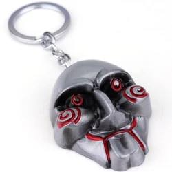 Horror Movie Saw Cosplay Keychain Halloween Jewelry The Mask Necklace Fancy Decoration Key Buckles Men Keyring Accessories Gifts