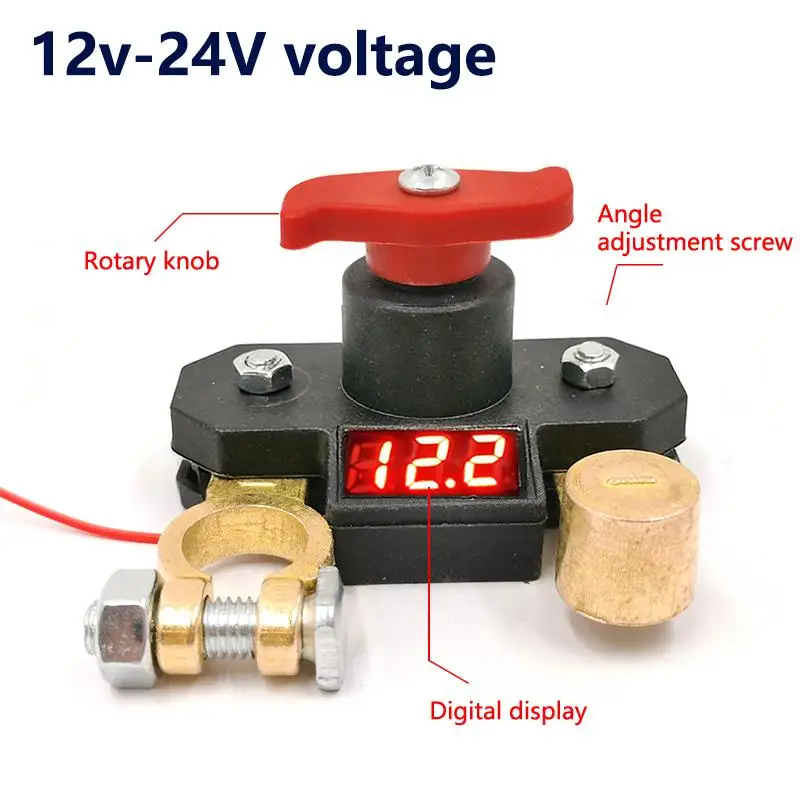 Car Battery Disconnect Switch - Bidirectional Joint Can Rotate Power Disconnect Switch With Digital Display 12-24v