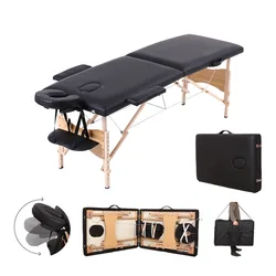 180x60cm Portable Foldable Foam Massage Table with Carry Case Adjusted Height Professional Beauty Spa Tattoo Therapy Couch Bed