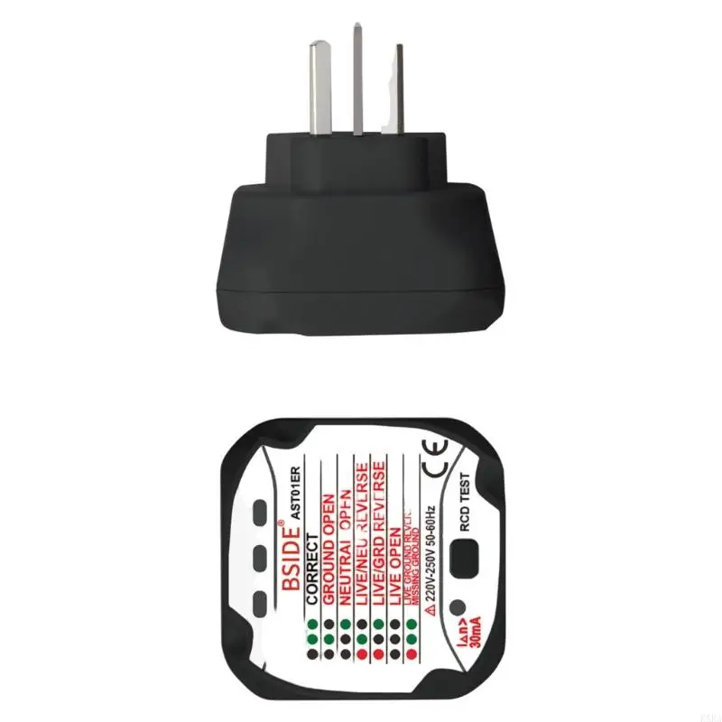 

KXRA Electrical Socket Detectors With Live Neutral Ground Wire Checker LED Display Durability Socket Tester Lightweight Design
