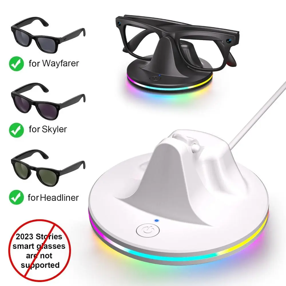 

Умная зарядная док-станция для очков RGB Light Smart Glasses: безопасная и стабильная зарядка для очков AI, совместимая с RayBan, Meta, Wayfarer, Headliner, Skyler, HSTN