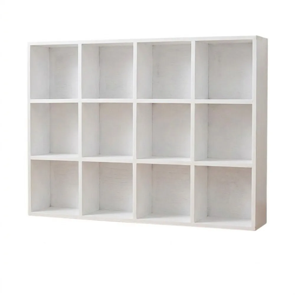 Solid Wood Wood Desktop Organizer Vintage Style Squares Cups Storage Racks Decorative 12 Compartments Wooden Storage Holder