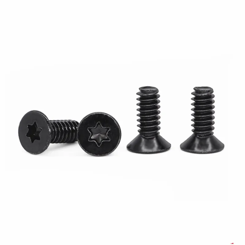 

25Pcs KM 6#-32x8.4/9.1/10/11.3mm UNC Black Carbon Steel Grade 10.9 Countersunk Six-Lobe Torx Socket Cap Screws