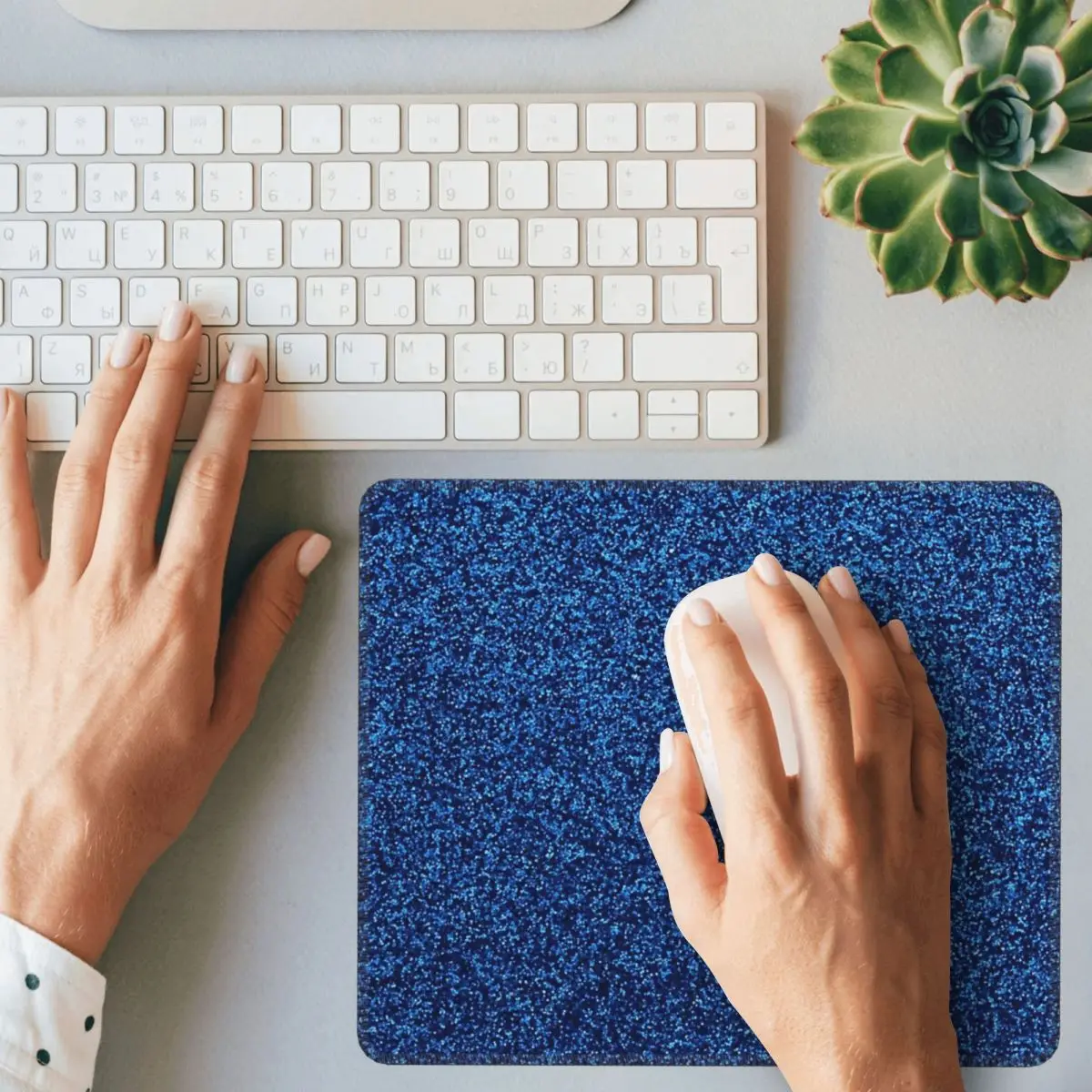 작은 파란색 반짝이 마우스 패드 컴퓨터 키보드 마우스 매트 게이머 노트북 책상 매트 사무실 테이블 매트