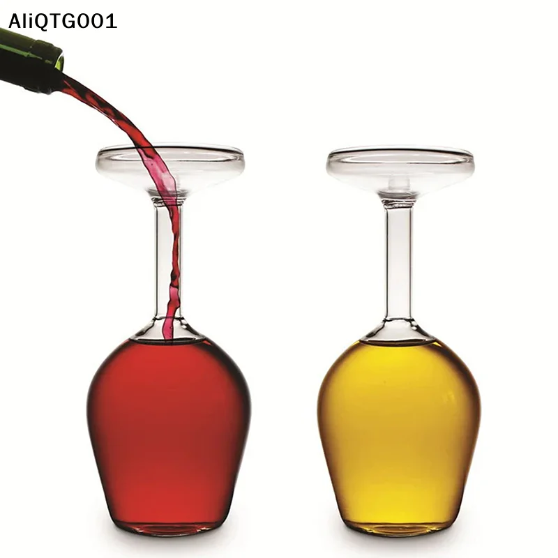 

Creative Upside Down Goblet Wine Cup Funny Party Glassware Wedding Flutes High Borosilicate Glass Inverted Wineglass