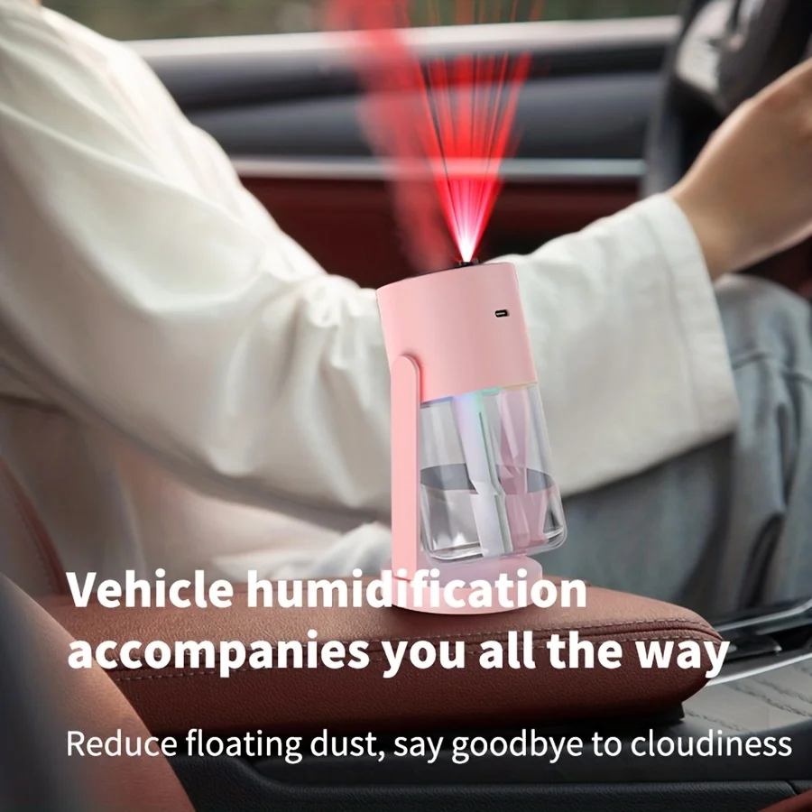 1PC USB Powered Mini Air Humidifier with Star Projector & Night Light, 2 Mist Modes, Quiet Portable Humidifier for Home, Car