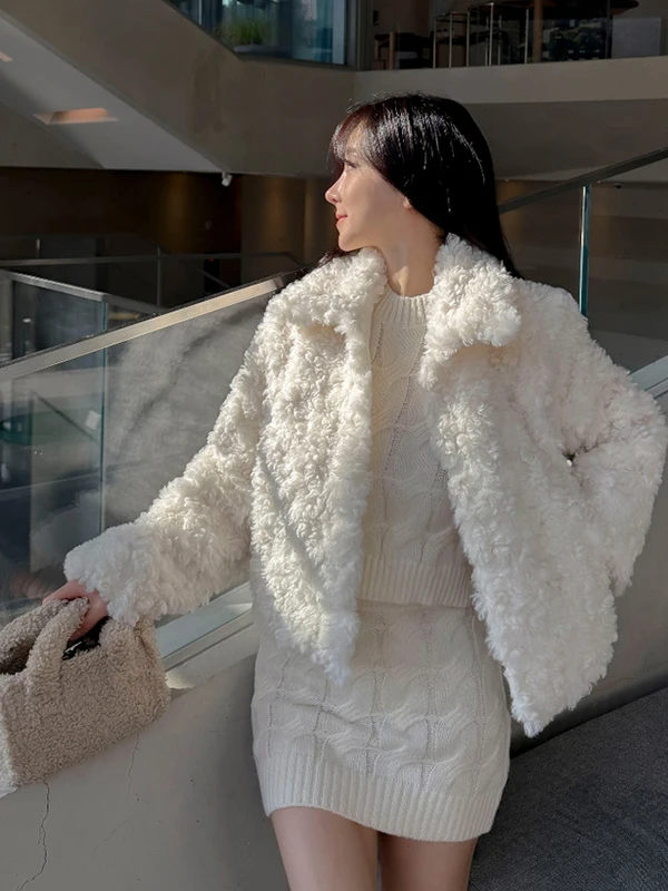 

Korean Sle Faionable Warm Cotton Lined Faux Fur Coat Women's Winter ular Item High-End Feel Collar Coat Trendy