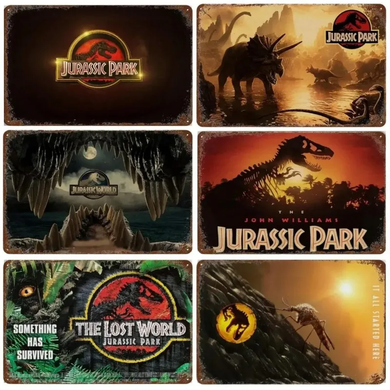 Metal Tin Poster Jurassic Park Film Retro Metal Tin Sign Plaque Poster for Bar Club Wall Decor Home Vintage Wall Plate Pendant