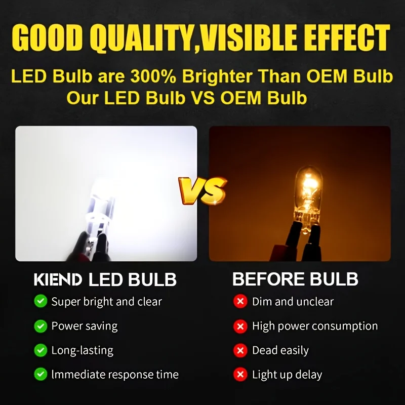 10/20PCS Car LED T10 W5W Canbus Glass COB 6000k Reading Dome Lamp Marker Wedge License Plate Light Bulb 168 194 192 DC 12V White