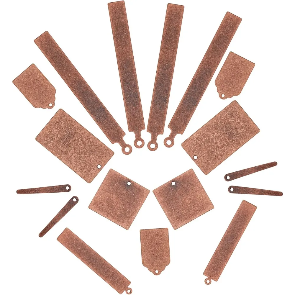 

1 коробка, 36 шт., 6 стилей, пустые штамповочные подвески, металлические бирки, прямоугольный квадратный стержень, латунные заготовки для гравировки, подвески для комплекта ювелирных изделий