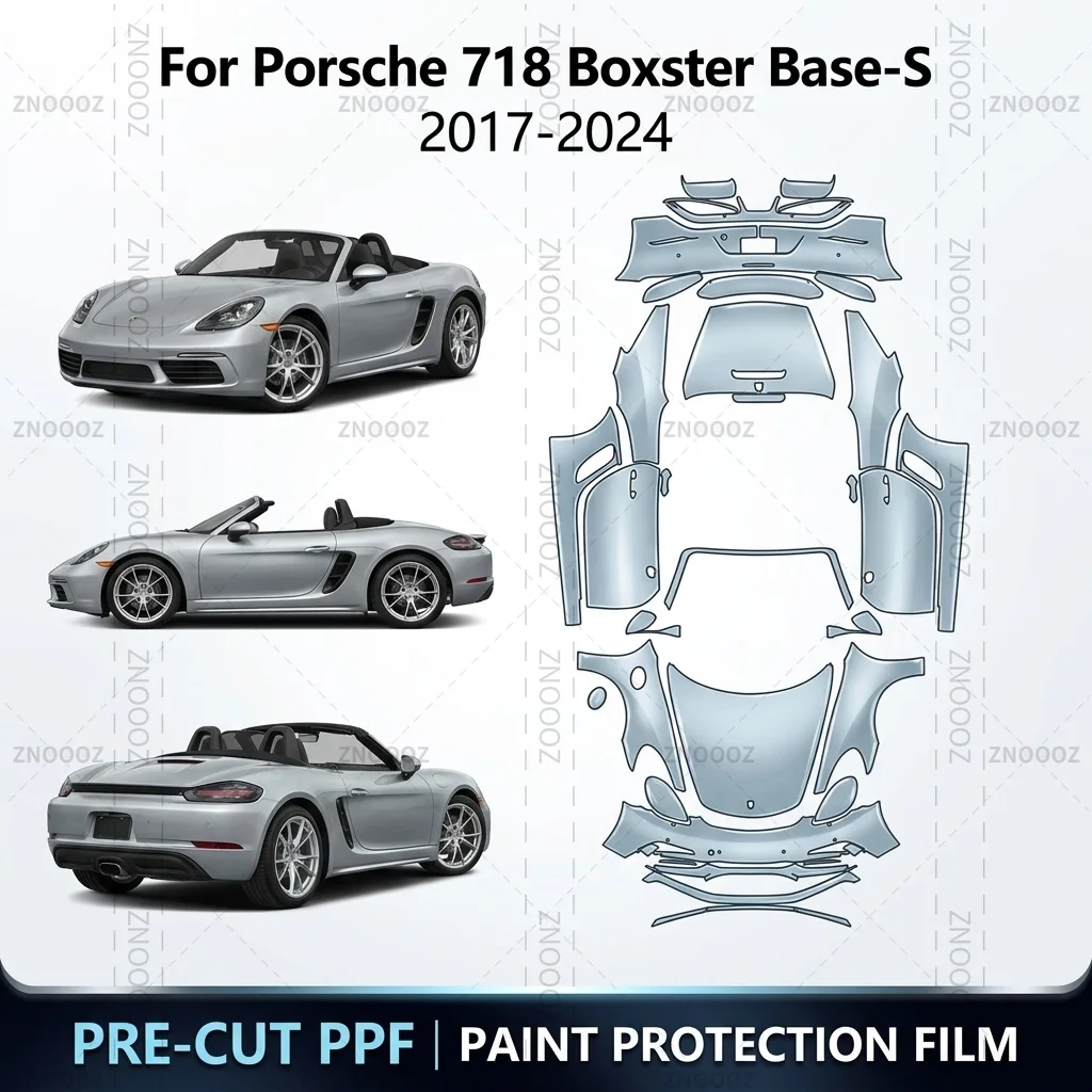 For 2017-2024 Porsche 718 Boxster Base-S 8.5Mil Precut PPF Paint Protection Film TPU Full Vehicle Glossy Clear Matte Black
