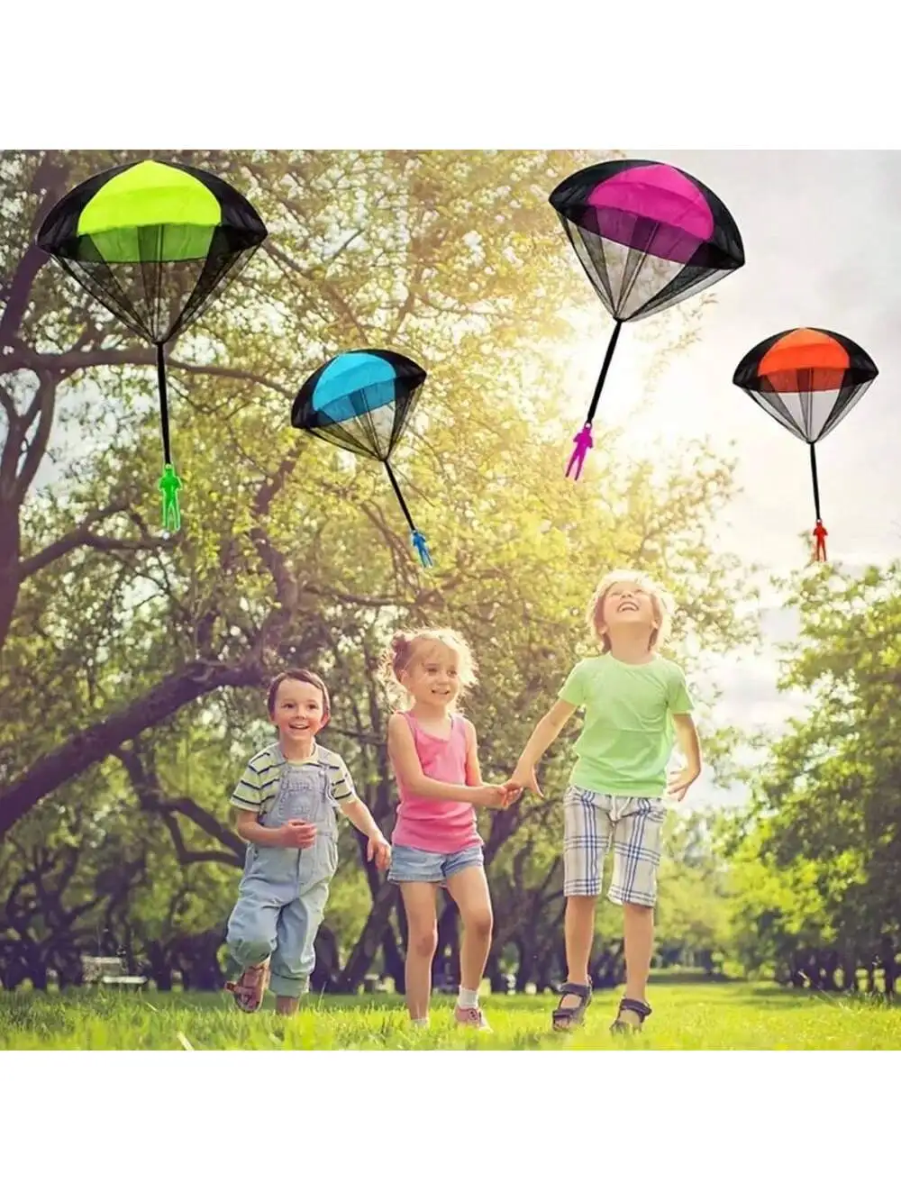 Kids Flying Parachute Toy 1/4/10 Sets - Outdoor Play Games with Mini Army Soldiers, Sports Birthday Gifts for Boys Girls