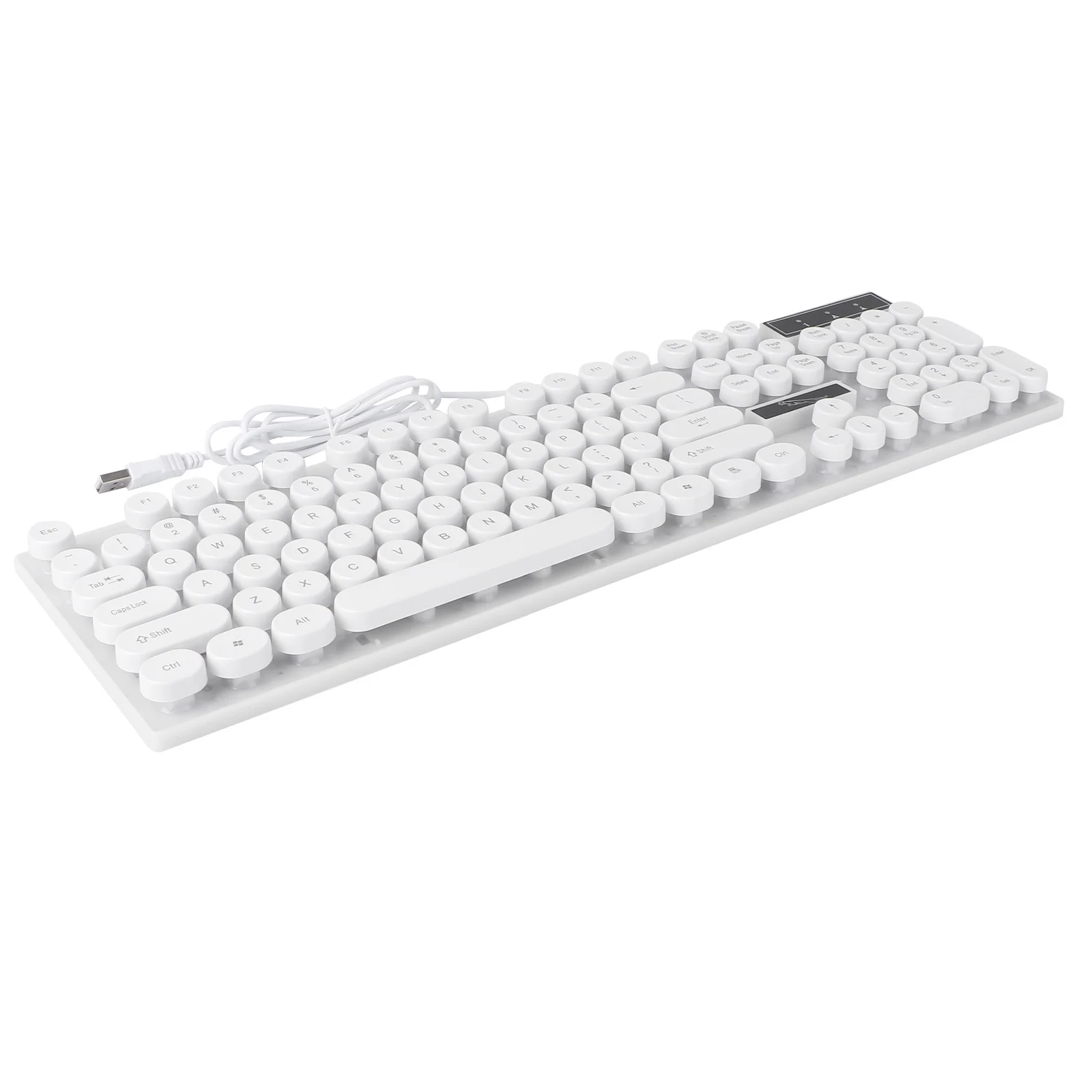 

Usb Glowing Computer Keyboard White Round Key Portable Wired Illuminated Keyboard For Pc Laptop Tablet Desktop