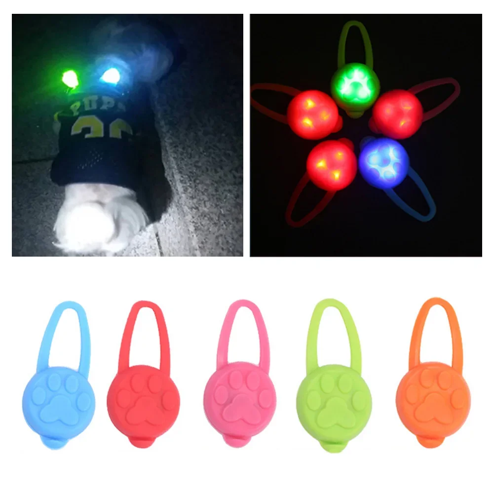 Pet Night Warning Light Pendant Dog Puppy Led Silicone Glowing Collar Safety Flashing Pendant Outdoor Hiking Backpack Bag Lights