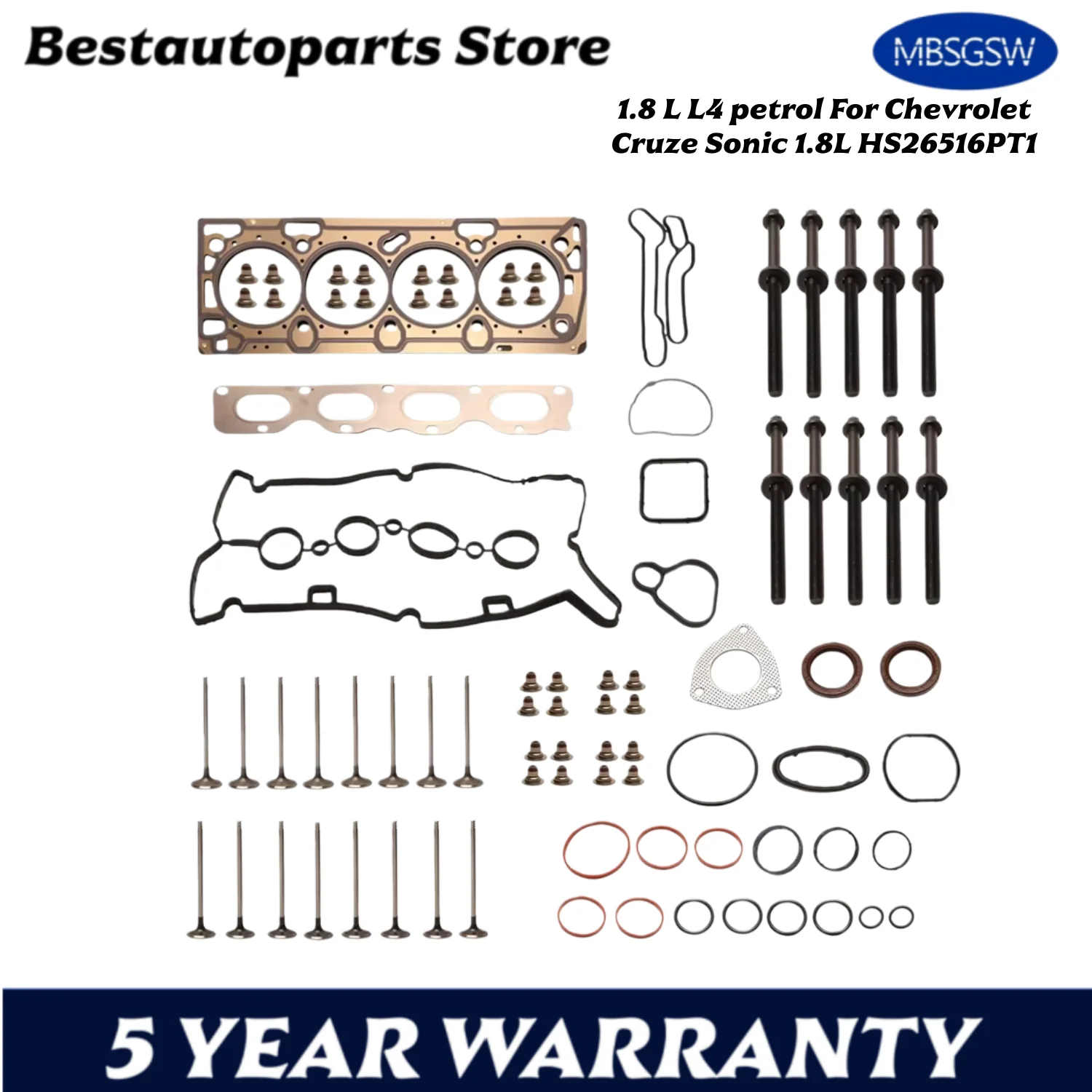 Engine Head Gasket Set Bolts Intake & Exhaust Valve DOHC 16v Kit Fit 1.8 L L4 petrol For Chevrolet Cruze Sonic 1.8L HS26516PT1