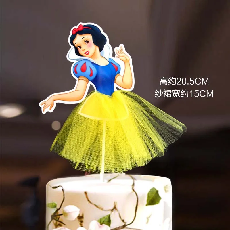 1/5/10pcs Snow White Princess Cake Decoration Frozen Cake Cupcake Flag Toppers Baby Shower Happy Birthday Supplies Party Decor