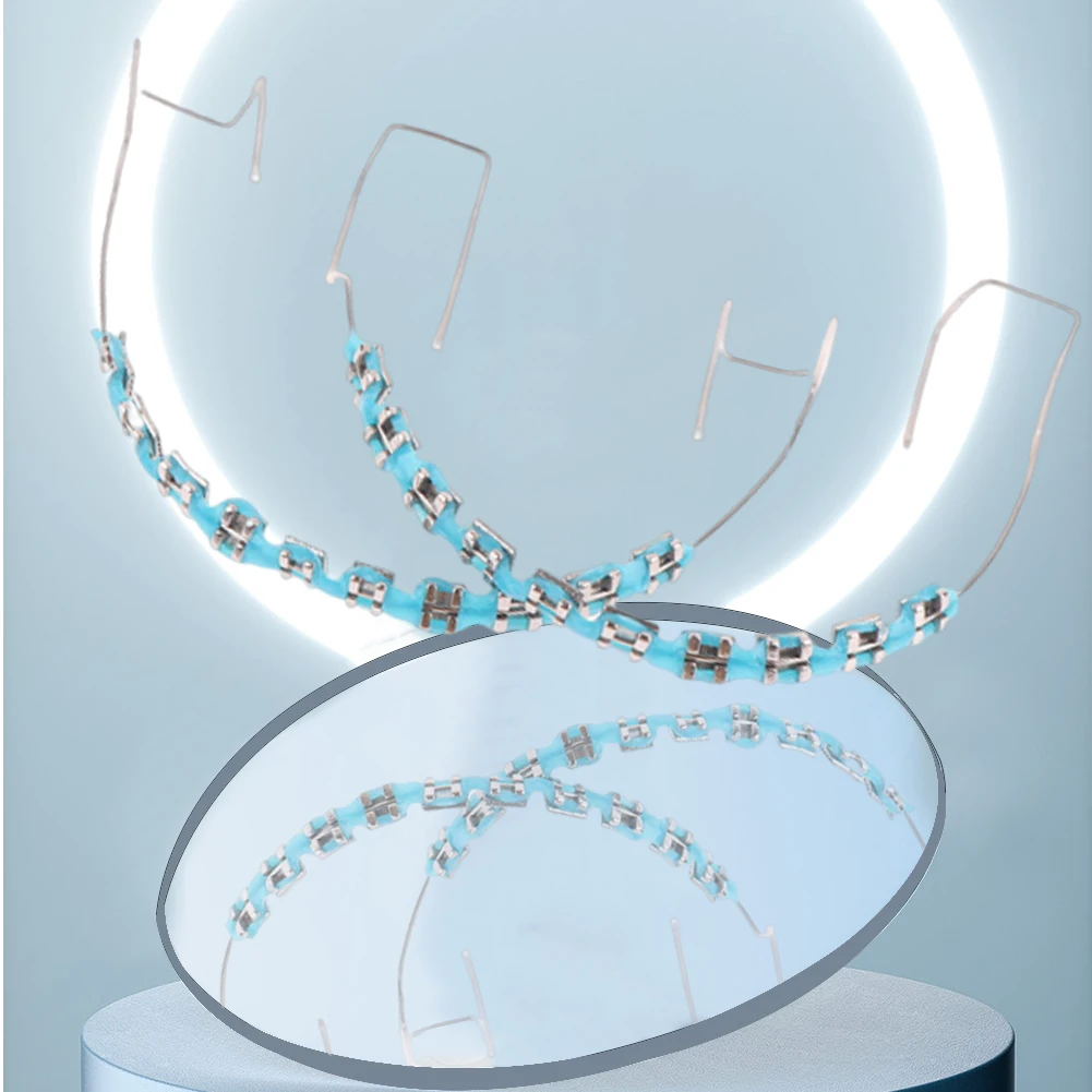 

1 пара зубных протезов-имитаций брекетов с коробкой для хранения, модный стоматологический аксессуар (синий)