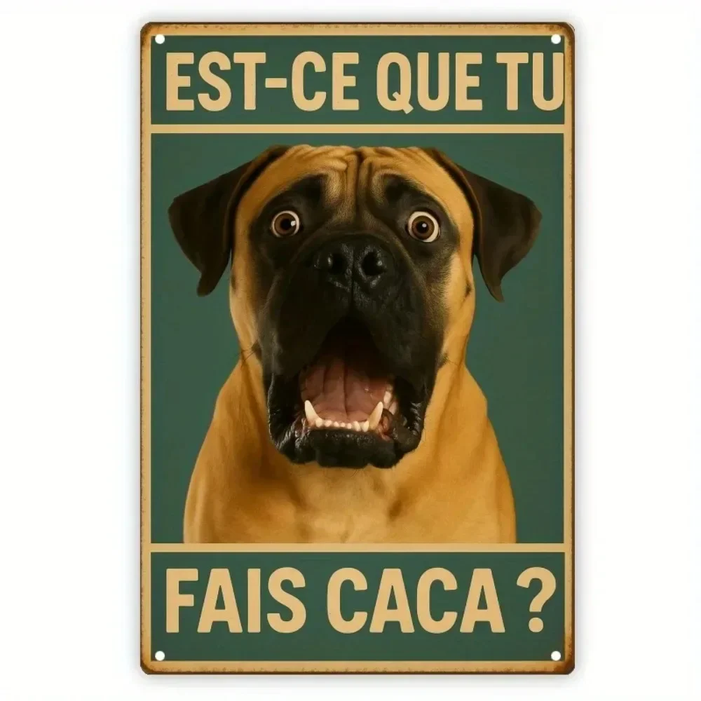 Funny Dog Wall Art, French Humor Metal Bathroom Sign 7.8x11.8 Inch for Bathroom Decor Living Room
