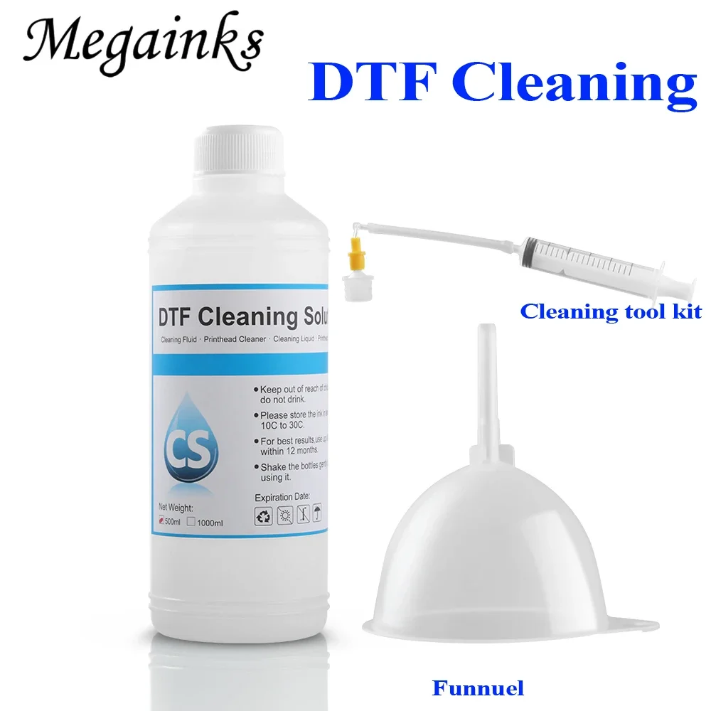 DTF Cleaning Liquid 1000ML for Epson DX3 DX4 DX5 DX7 DX9 L1800 L805 L800 1390 DTF Textile Ink Cleaner Solution With Clean Tool